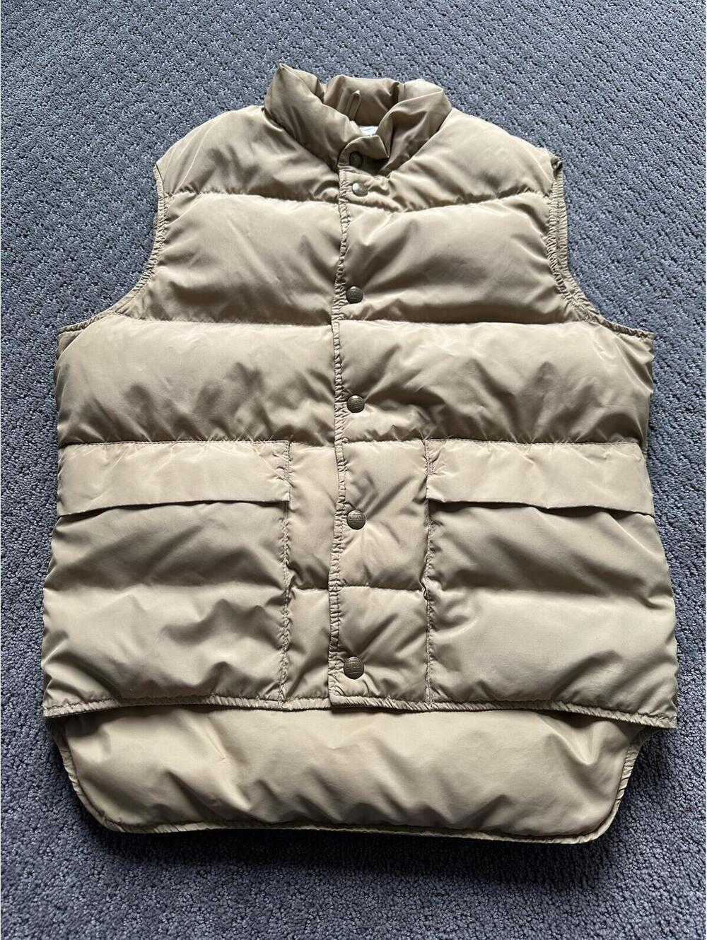 L.L.Bean Vintage Goose Down Puffer Vest Tan High Low USA Mens S
